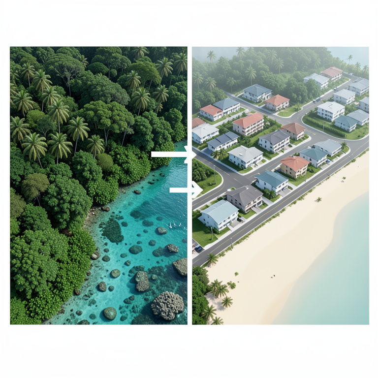 AI-generated conceptual illustration (South Andaman district landscape). It explains the idea and does not show study data.