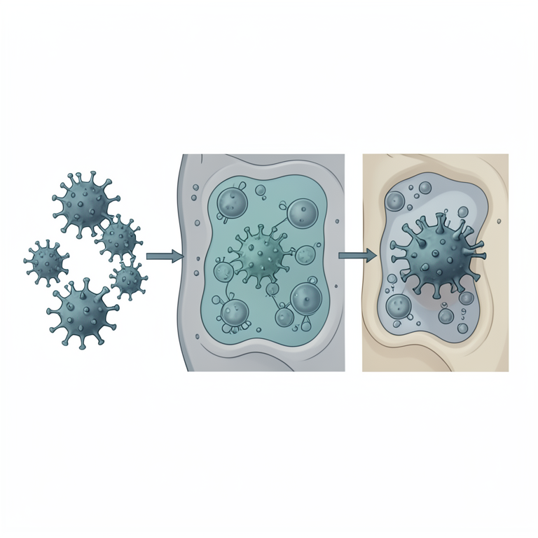 AI-generated conceptual illustration (human epithelial cell and cowpox virus particles). It explains the idea and does not show study data.