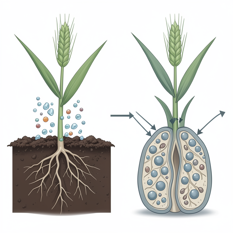 AI-generated conceptual illustration (wheat plant roots in soil). It explains the idea and does not show study data.