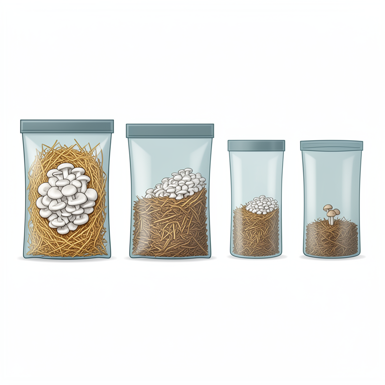 AI-generated conceptual illustration (Oyster mushrooms (Pleurotus florida) growing on paddy straw and bamboo waste substrates). It explains the idea and does not show study data.