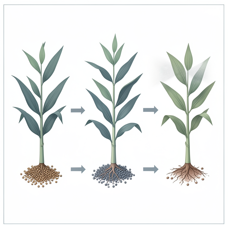 AI-generated conceptual illustration (maize plants (Zea mays L.)). It explains the idea and does not show study data.