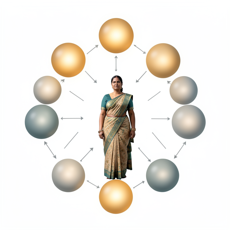 AI-generated conceptual illustration (Indian farmwomen in Odisha). It explains the idea and does not show study data.
