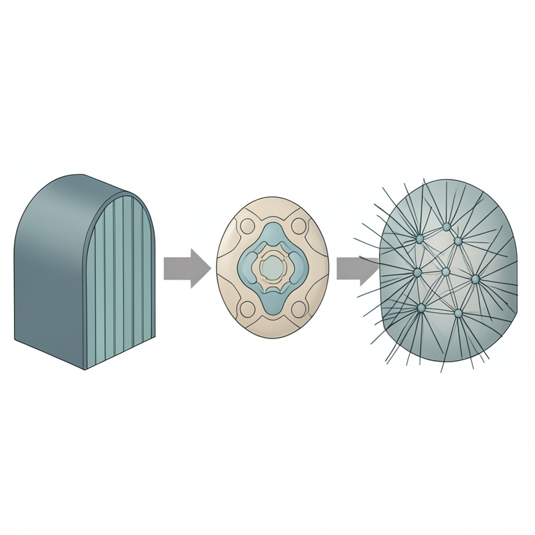 AI-generated conceptual illustration (Abstract geometric manifolds and vector bundles). It explains the idea and does not show study data.