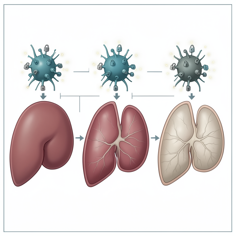 AI-generated conceptual illustration (human liver tissue and T-cells). It explains the idea and does not show study data.