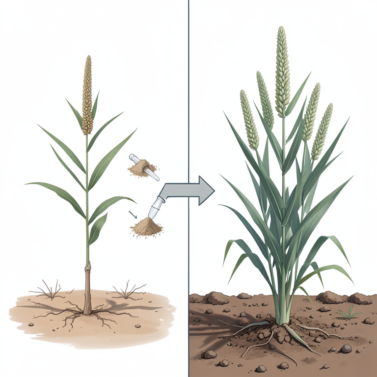 AI-generated conceptual illustration (pearl millet plants). It explains the idea and does not show study data.
