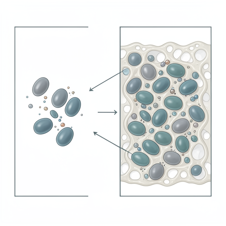 AI-generated conceptual illustration (Candida fungal cells on a medical catheter surface). It explains the idea and does not show study data.