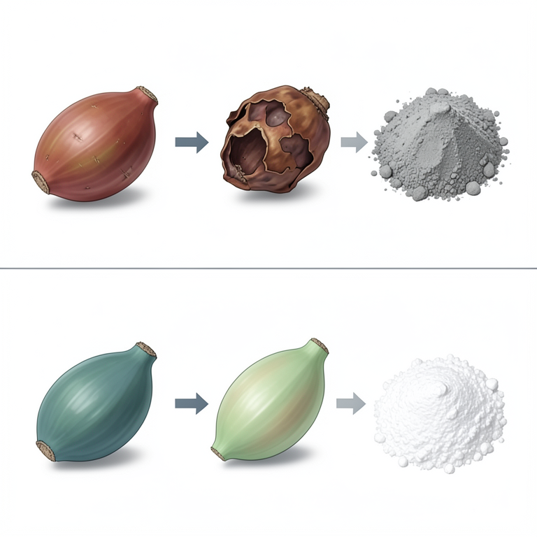 AI-generated conceptual illustration (cassava tubers and cassava flour). It explains the idea and does not show study data.