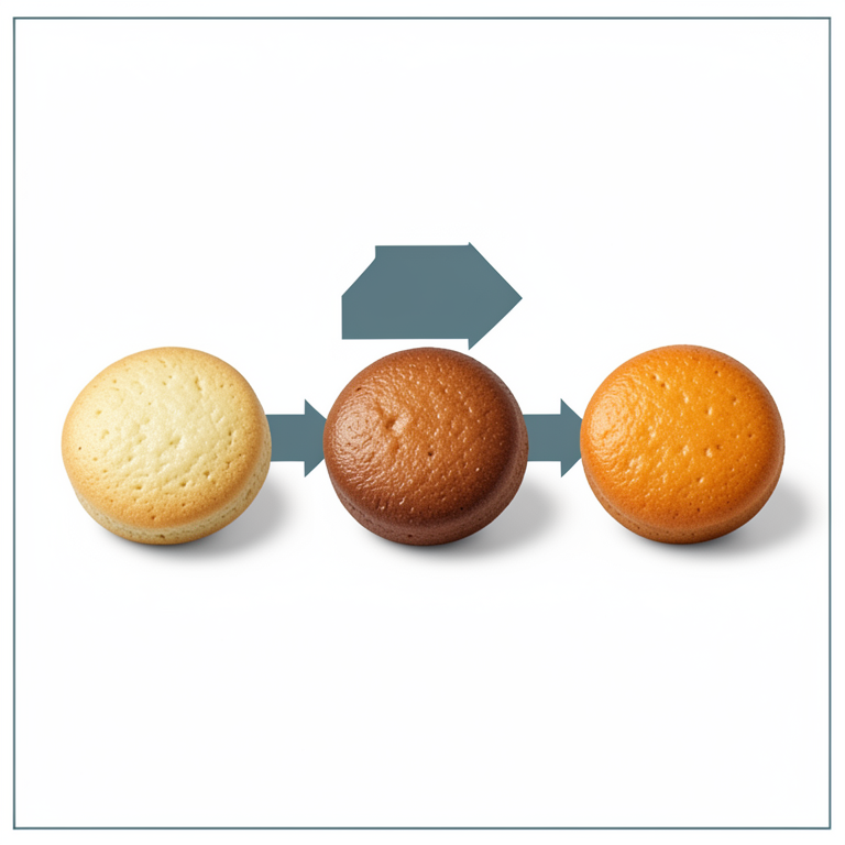 AI-generated conceptual illustration (sweet potato flour biscuits). It explains the idea and does not show study data.