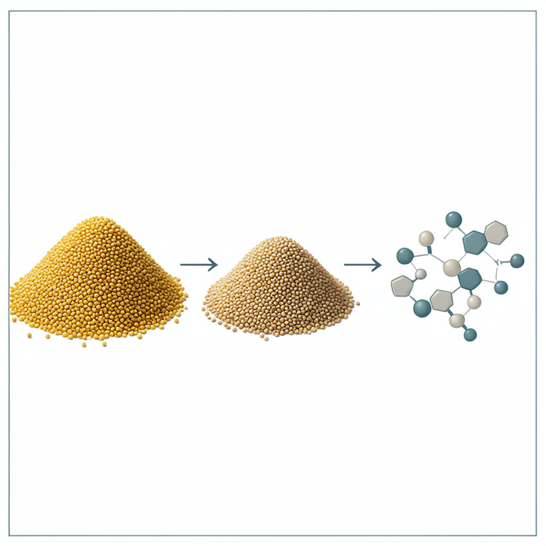 AI-generated conceptual illustration (broiler chicken feed containing soybean meal). It explains the idea and does not show study data.