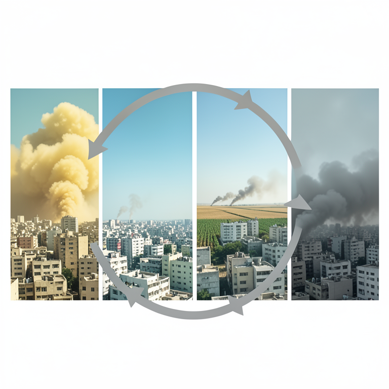 AI-generated conceptual illustration (Cairo urban cityscape with the Nile river and surrounding atmosphere). It explains the idea and does not show study data.