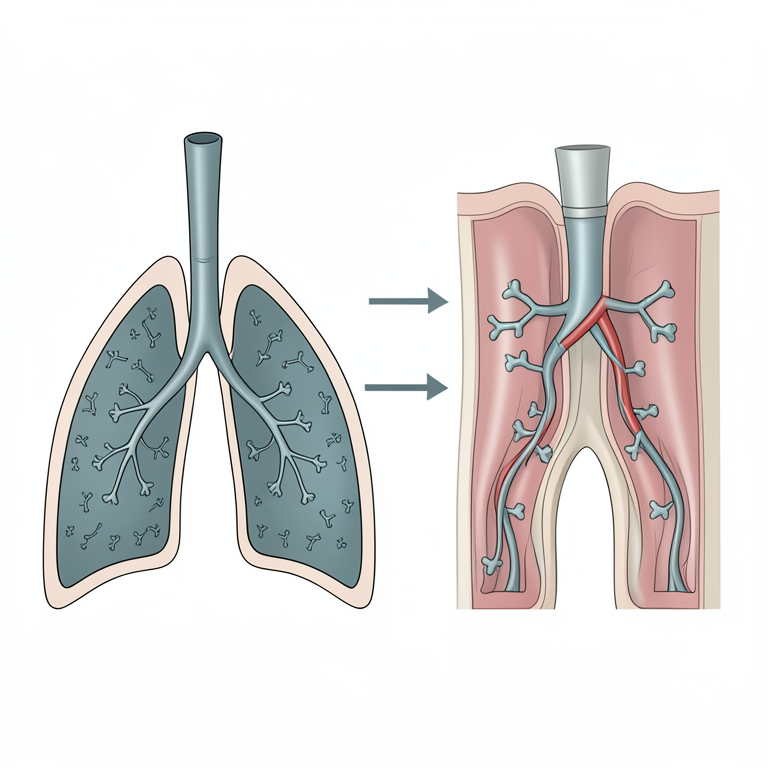 AI-generated conceptual illustration (human nasal cavity, lung tissue, and skeletal muscle). It explains the idea and does not show study data.