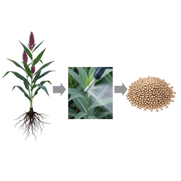 AI-generated conceptual illustration (Sorghum plants and grains). It explains the idea and does not show study data.