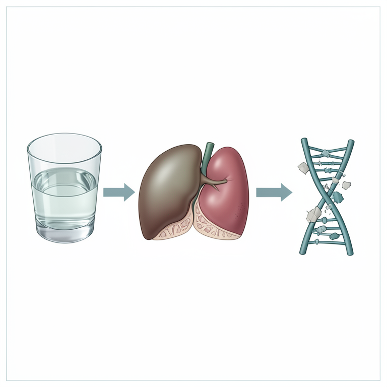 AI-generated conceptual illustration (Human liver cells and oral mucosa cells). It explains the idea and does not show study data.