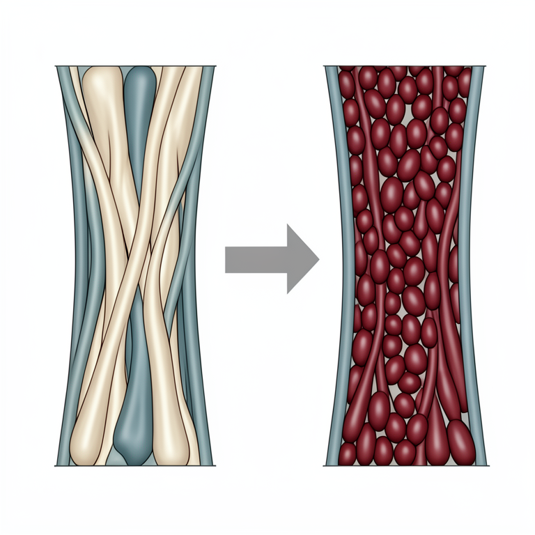 AI-generated conceptual illustration (skeletal muscle fibers). It explains the idea and does not show study data.