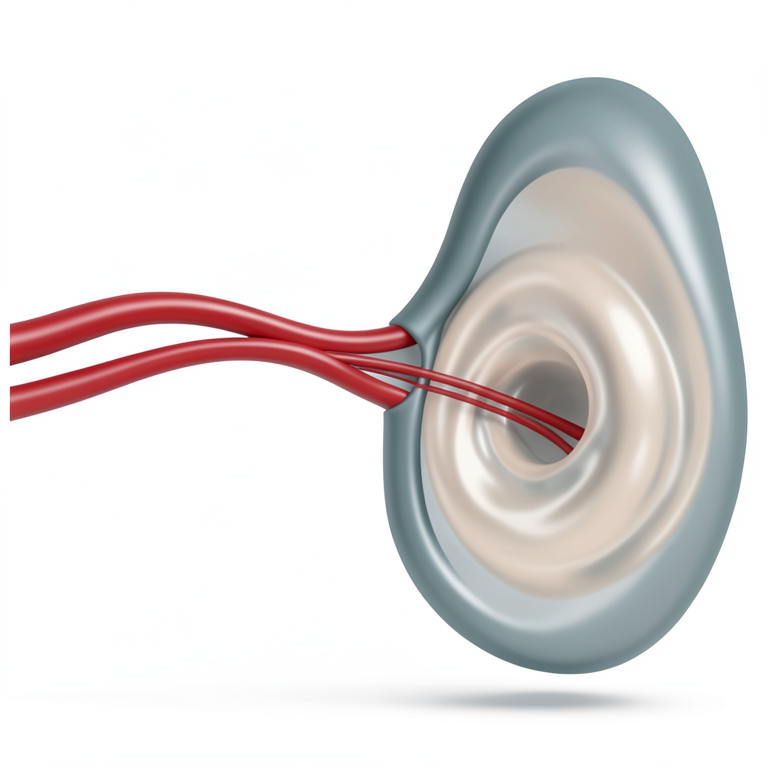AI-generated conceptual illustration (a human coronary artery with a stenosis and an aneurysm). It explains the idea and does not show study data.