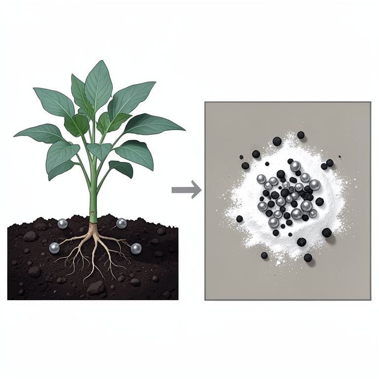 AI-generated conceptual illustration (Brassica juncea plants in peri-urban agricultural soil). It explains the idea and does not show study data.