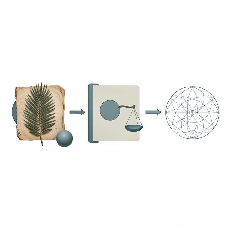 AI-generated conceptual illustration (Ancient Indian mathematical manuscripts and geometric diagrams). It explains the idea and does not show study data.