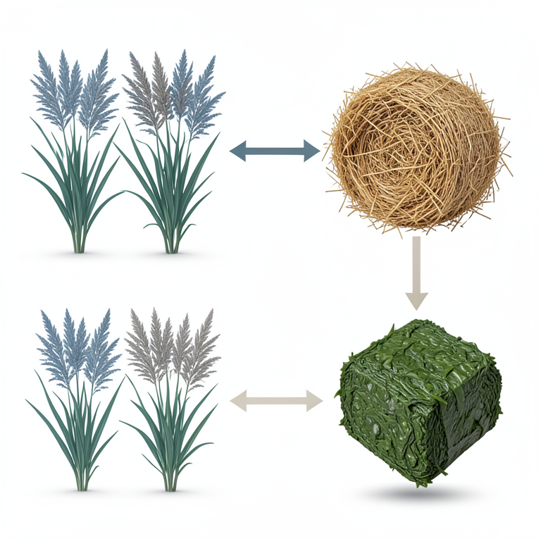 AI-generated conceptual illustration (Brachiaria grass cultivars). It explains the idea and does not show study data.