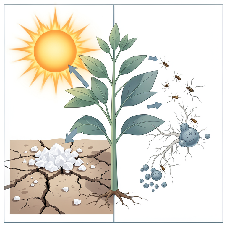 AI-generated conceptual illustration (Arabidopsis thaliana plants). It explains the idea and does not show study data.