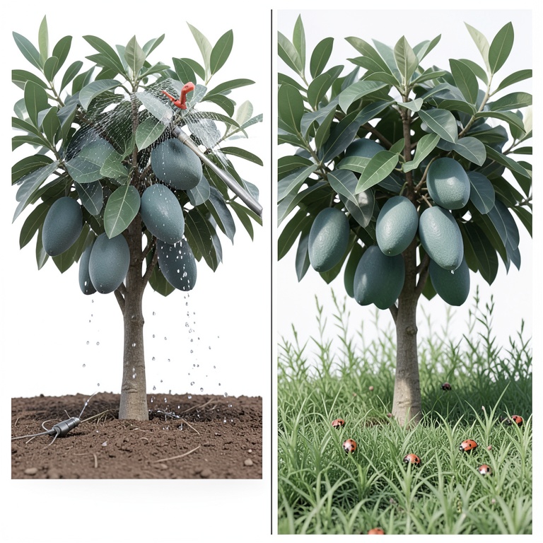 AI-generated conceptual illustration (avocado trees in an orchard). It explains the idea and does not show study data.
