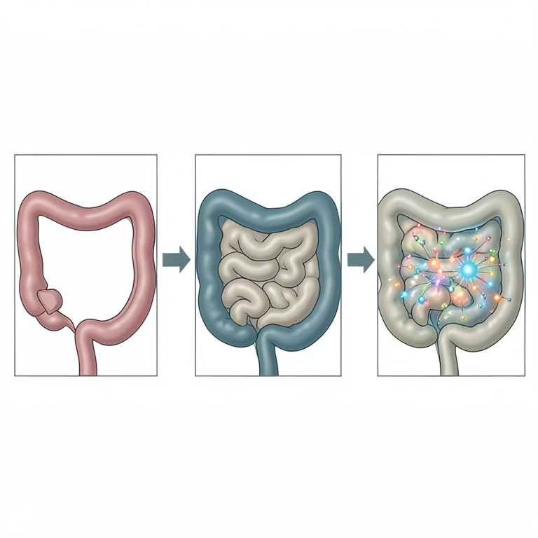 AI-generated conceptual illustration (mammalian gastrointestinal tract). It explains the idea and does not show study data.