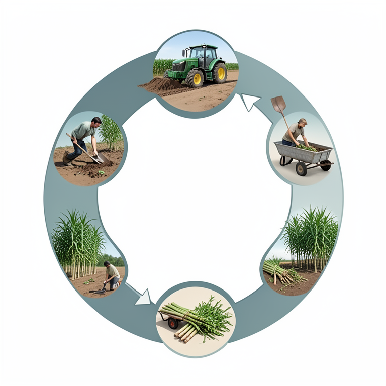AI-generated conceptual illustration (sugarcane plants in an Indian agricultural field). It explains the idea and does not show study data.