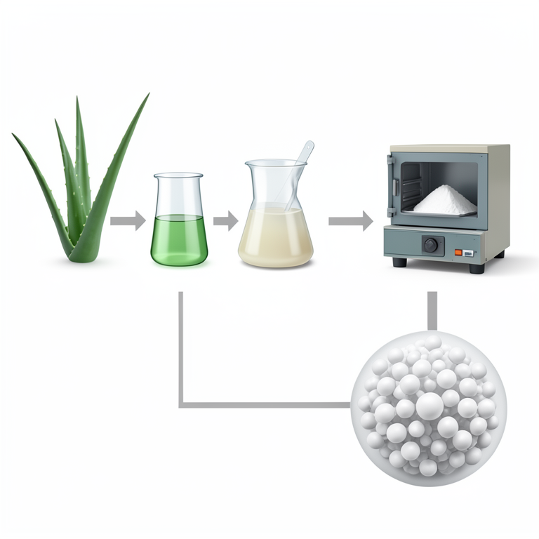 AI-generated conceptual illustration (Aloe vera leaves and zinc oxide nanoparticles). It explains the idea and does not show study data.