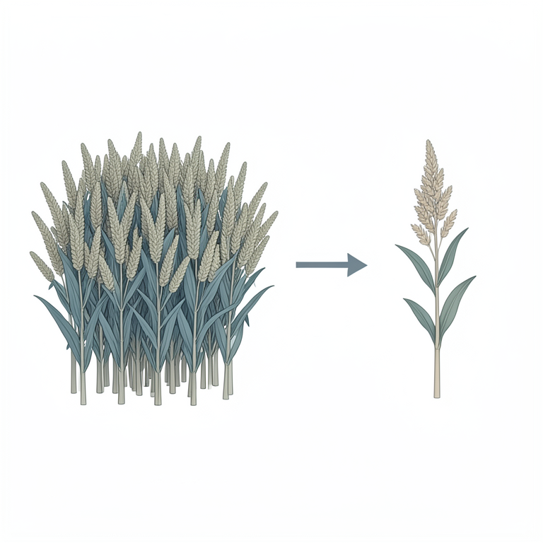 AI-generated conceptual illustration (Sorghum bicolor plants). It explains the idea and does not show study data.