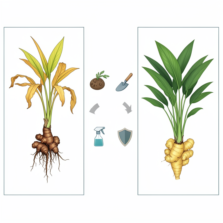 AI-generated conceptual illustration (ginger plants (Zingiber officinale)). It explains the idea and does not show study data.