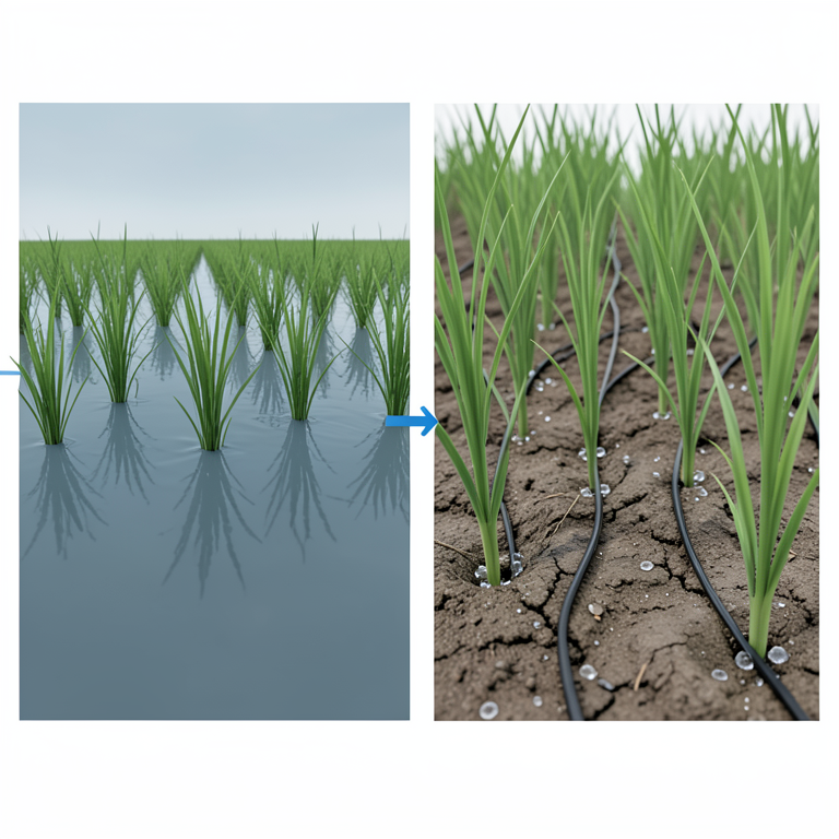 AI-generated conceptual illustration (rice plants (Oryza sativa L.) in a field). It explains the idea and does not show study data.