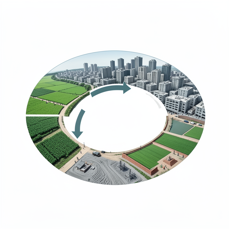 AI-generated conceptual illustration (Nile Valley agricultural landscape and urban settlements). It explains the idea and does not show study data.