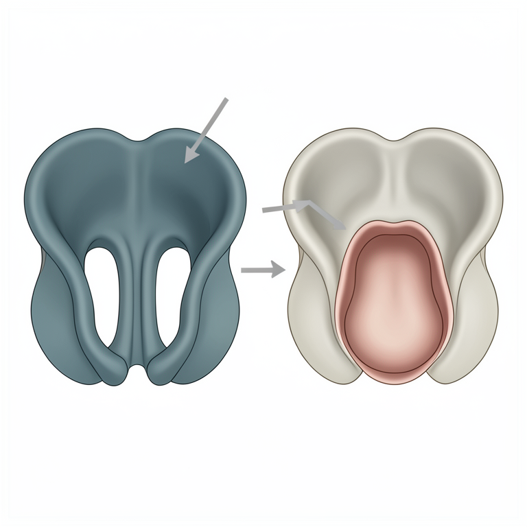 AI-generated conceptual illustration (canine pelvic diaphragm and rectum). It explains the idea and does not show study data.
