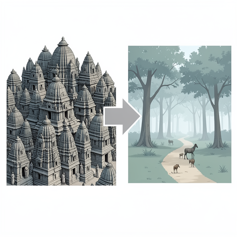 AI-generated conceptual illustration (Heritage temples and wildlife sanctuaries in Chittorgarh, Rajasthan). It explains the idea and does not show study data.