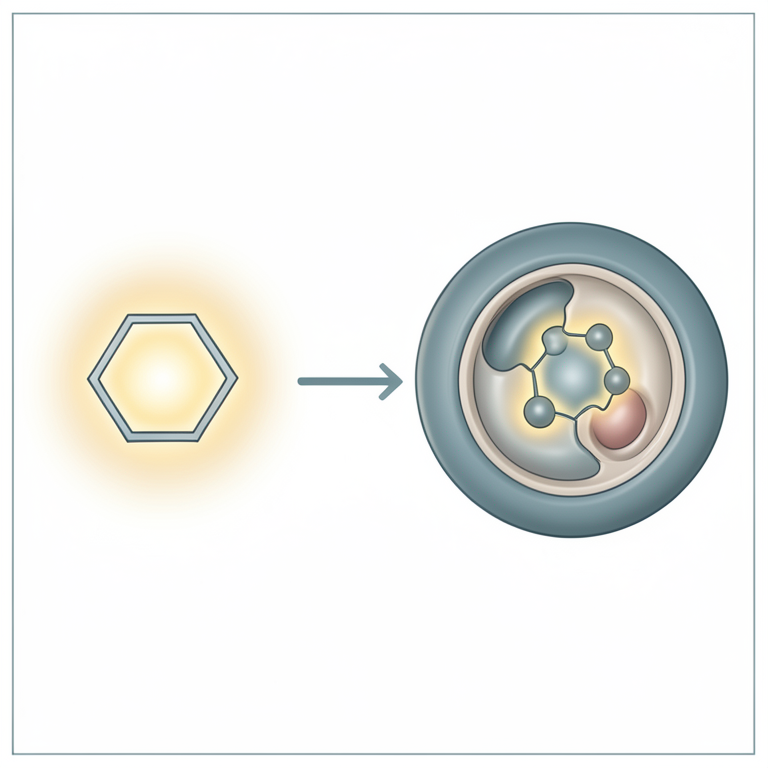 AI-generated conceptual illustration (substituted triazine molecules and a dihydrofolate reductase protein active site). It explains the idea and does not show study data.