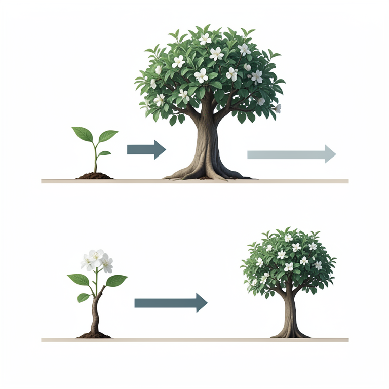AI-generated conceptual illustration (Apple trees (Malus domestica)). It explains the idea and does not show study data.