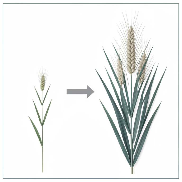 AI-generated conceptual illustration (Foxtail millet plants (Setaria italica)). It explains the idea and does not show study data.