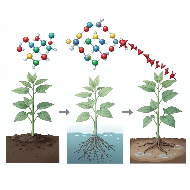 AI-generated conceptual illustration (groundnut plants (Arachis hypogaea)). It explains the idea and does not show study data.