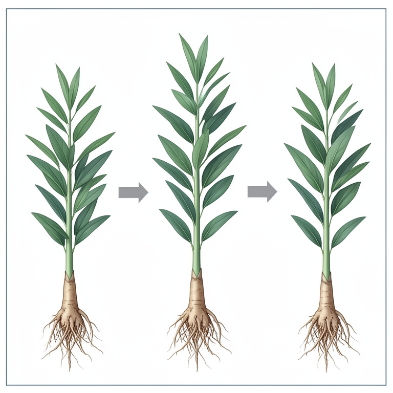 AI-generated conceptual illustration (Curcuma amada and Curcuma caesia plants). It explains the idea and does not show study data.