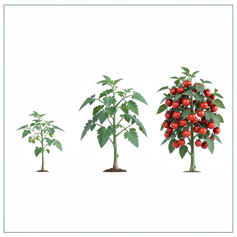 AI-generated conceptual illustration (tomato plants (Lycopersicon esculentum Mill.)). It explains the idea and does not show study data.