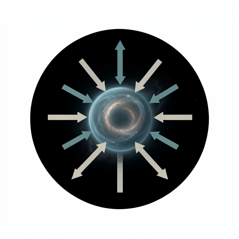 AI-generated conceptual illustration (a spherical molecular cloud of interstellar gas and dust). It explains the idea and does not show study data.