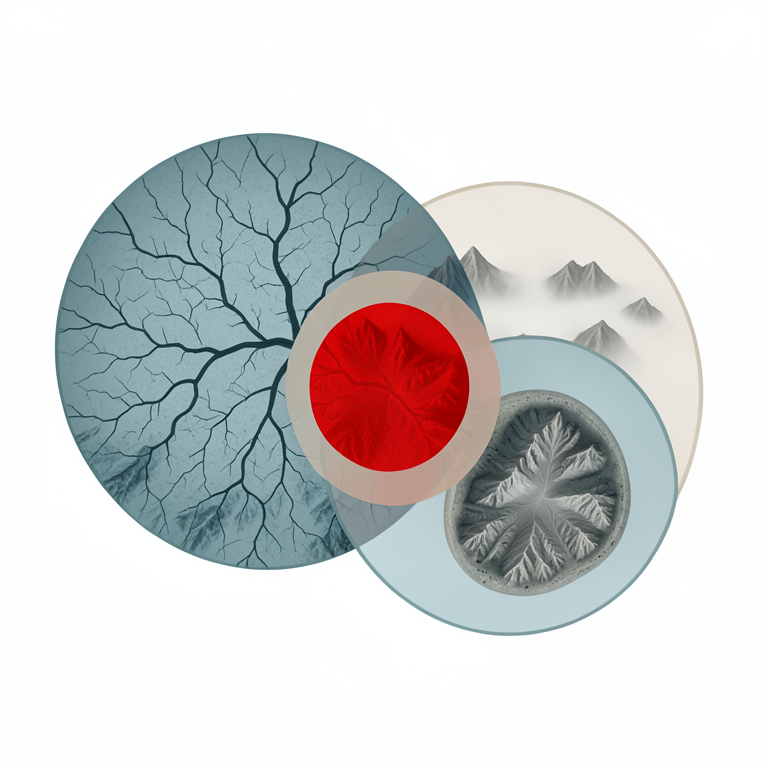 AI-generated conceptual illustration (Carpathian mountain range drainage basins). It explains the idea and does not show study data.