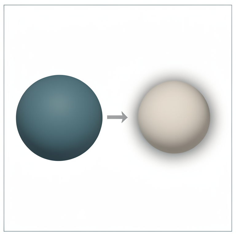 AI-generated conceptual illustration (two geometric spheres in a void). It explains the idea and does not show study data.