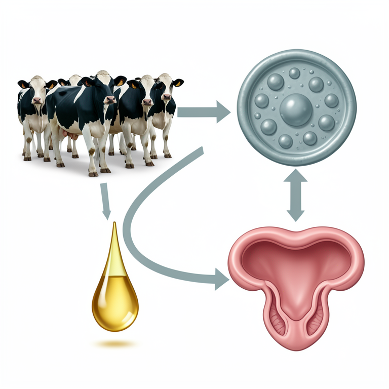 AI-generated conceptual illustration (dairy cows). It explains the idea and does not show study data.