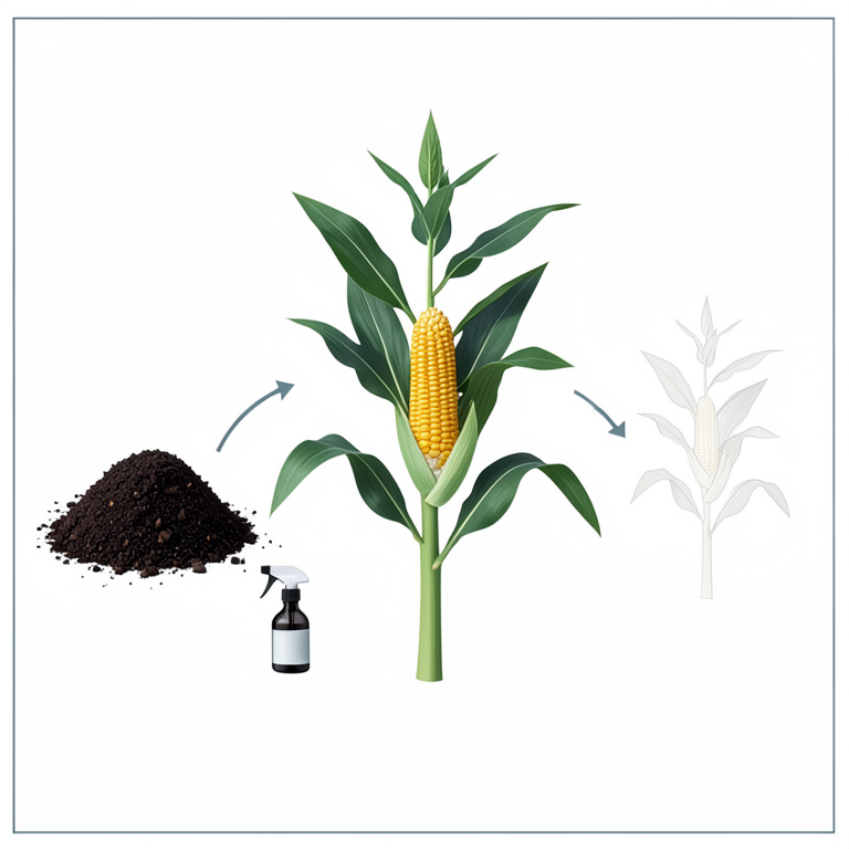 AI-generated conceptual illustration (sweetcorn plants). It explains the idea and does not show study data.