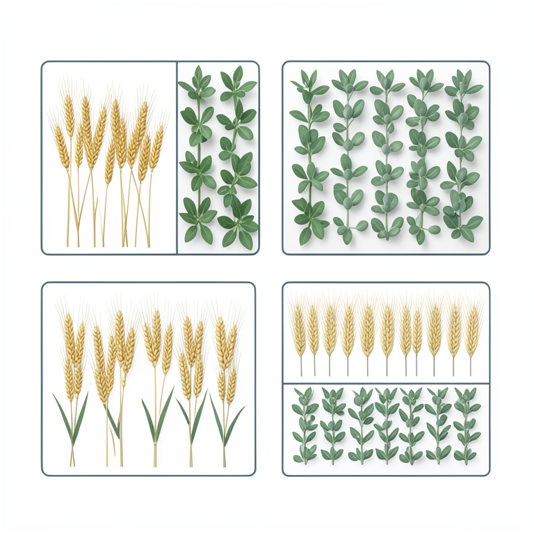 AI-generated conceptual illustration (cereal and legume crops in a field). It explains the idea and does not show study data.