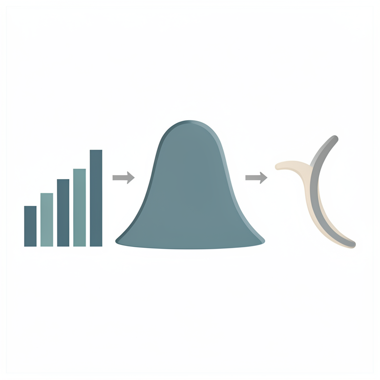 AI-generated conceptual illustration (Abstract mathematical probability distributions represented as geometric shapes). It explains the idea and does not show study data.