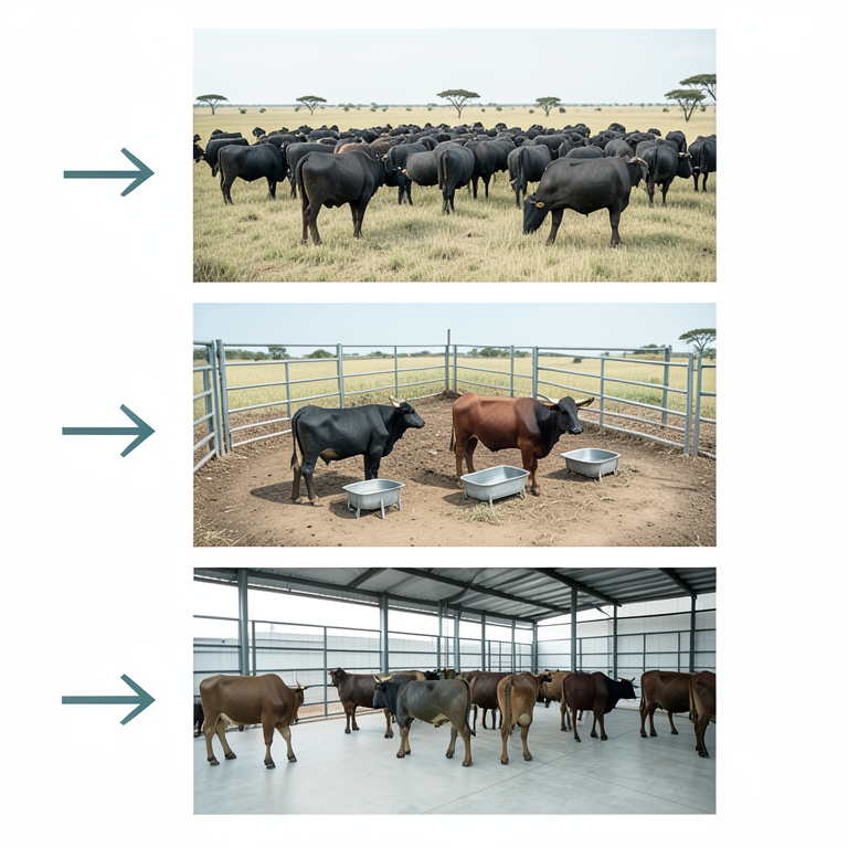 AI-generated conceptual illustration (African cattle (Bos indicus) in Nigeria). It explains the idea and does not show study data.