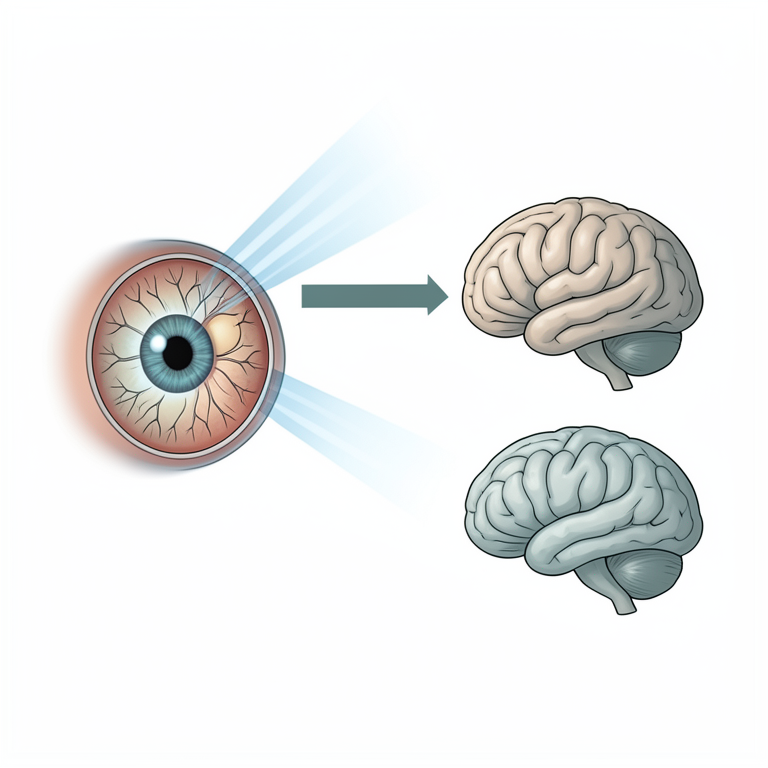 AI-generated conceptual illustration (human eye and brain). It explains the idea and does not show study data.