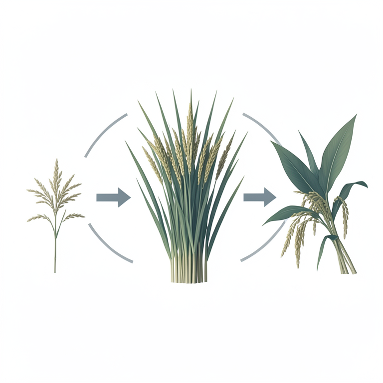 AI-generated conceptual illustration (aerobic rice plants). It explains the idea and does not show study data.