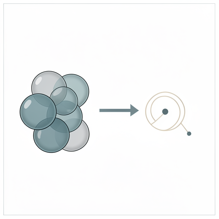 AI-generated conceptual illustration (A mathematical representation of a Hausdorff uniform space using a set of overlapping geometric spheres and a mapping矢). It explains the idea and does not show study data.